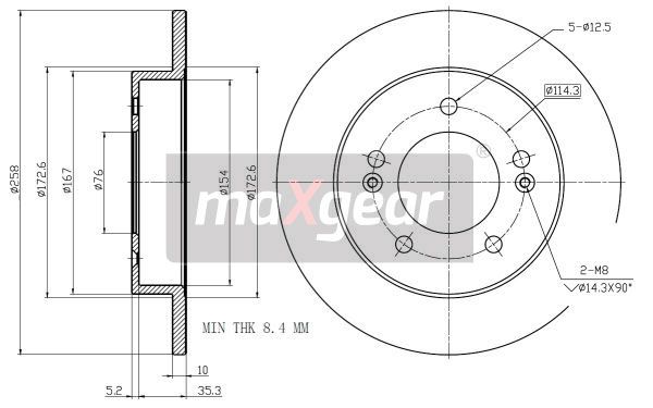 TARCZA HAMULCOWA TYŁ HYUNDAI IX20 10- KIA VENGA Z POWŁOKĄ ANTYKOROZYJNĄ MaXgear 19-2855MAX