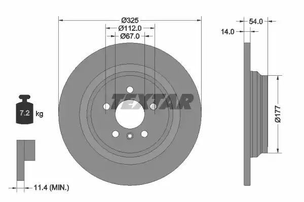 Tarcza hamulcowa tył Mercedes W166 11- 325x14 WYSOKO NAWĘGLANA Textar 92277405
