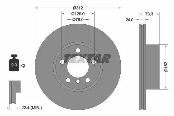 Tarcza hamulcowa przód BMW 1 2 3 4 X1 05- 312x24 Textar 92261805