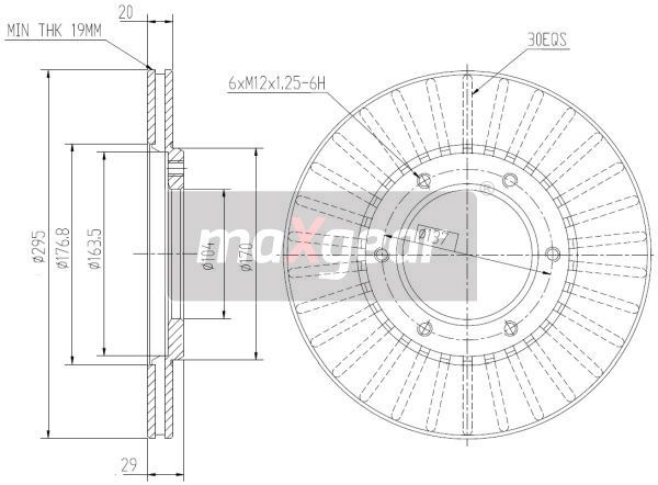 TARCZA HAMULCOWA PRZÓD NISSAN PATROL GR Y60 MaXgear 19-2608