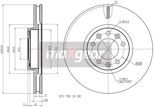 KLOCKI HAMULCOWE PRZÓD PEUGEOT 308 13- 508 10- 407 10- 304MM MaXgear 19-2749