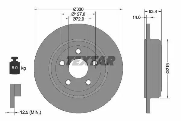 Tarcza hamulcowa tył Jeep GRAND CHEROKEE 10- 330x14 Textar 92274703