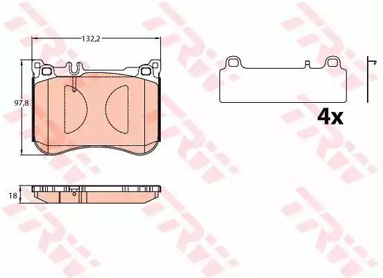 Klocki hamulcowe przód Mercedes R231 SL 3,0-4,7 12- CABRIO 131,7x97,5x17,8 TRW GDB2144