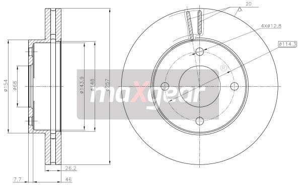 TARCZA HAMULCOWA PRZÓD NISSAN NV200 1.5DCI 1.6 02.10- MaXgear 19-3217