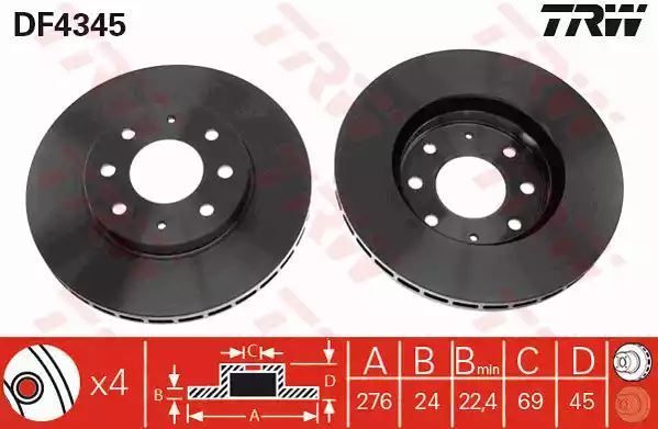 Tarcza hamulcowa przód Mitsubishi TRW DF4345