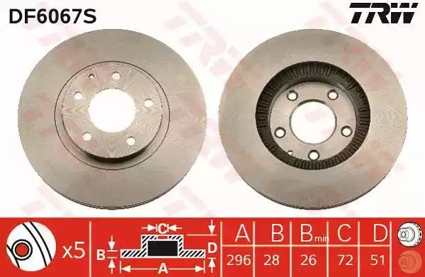 Tarcza hamulcowa przód Mazda MPV TRW DF6067S