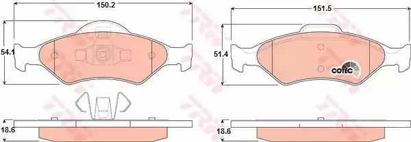 Klocki hamulcowe przód Ford FIESTA 96- TRW GDB1418