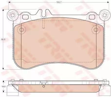 Klocki hamulcowe przód Mercedes C218 W212 W221 C216 4,7 11- 153,7x92,5x18 TRW GDB1972