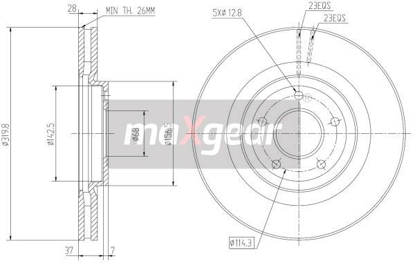 TARCZA HAMULCOWA PRZÓD NISSAN QASHQAI 07- KOLEOS 08- Z POWŁOKĄ ANTYKOROZYJNĄ MaXgear 19-2364MAX