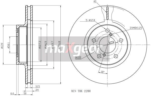 TARCZA HAMULCOWA PRZÓD SUBARU LEGACY IMPREZA FORESTER 03- 08- 277MM Z POWŁOKĄ ANTYKOROZYJNĄ MaXgear 19-2505MAX