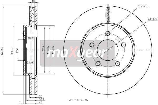 TARCZA HAMULCOWA PRZÓD MAZDA TRIBUTE 00- MaXgear 19-3352