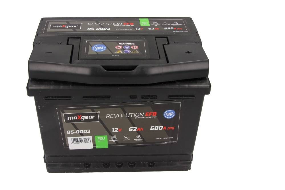 Akumulator 12V 62AH 580A L- 242X175X190 EFB MAXGEAR REVOLUTION ENHANCED FLOODED BATTERY MaXgear 85-0002