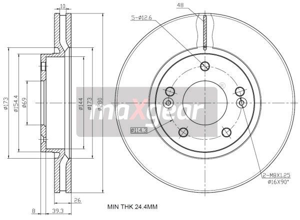 TARCZA HAMULCOWA PRZÓD KIA CARENS MAGENTIS SPORTAGE VENGA 1,6-2,7 04- MaXgear 19-3354