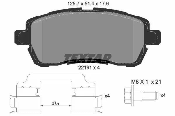 KLOCKI HAM. FORD P. KA+ 1,2 16- Textar 2219103