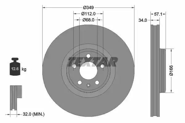 TARCZA HAM. AUDI P. A4/A5/Q5/Q7 2,0-3,0 TDI QUATTRO 15- Textar 92289305
