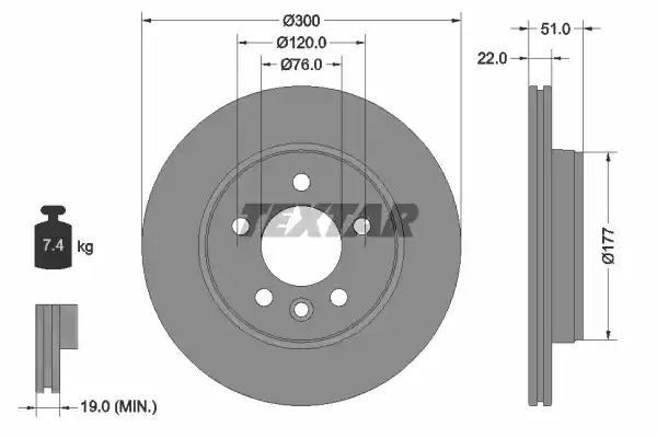 TARCZA HAM. VW T. AMAROK/CRAFTER TDI 16- Textar 92288503
