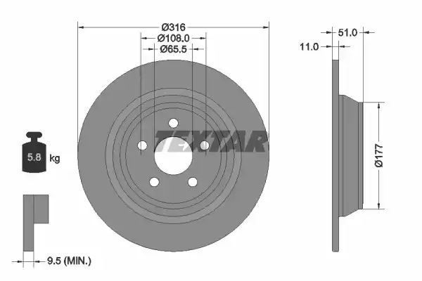 TARCZA HAM. FORD T. GALAXY 1,5-2,0 15-18 Textar 92291903
