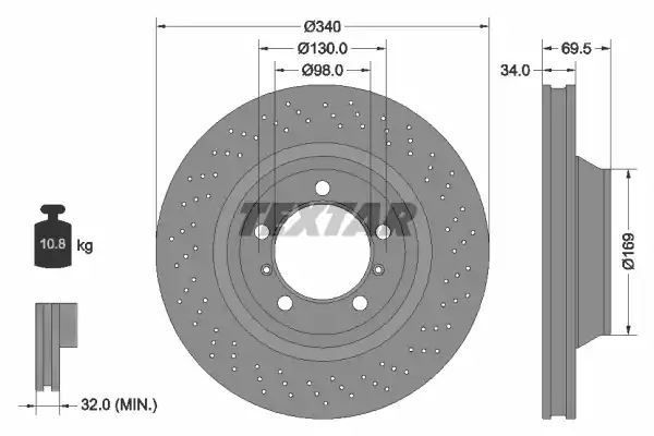 TARCZA HAM. PORSCHE P. 911 3,4-3,8 12- PR Textar 92287905