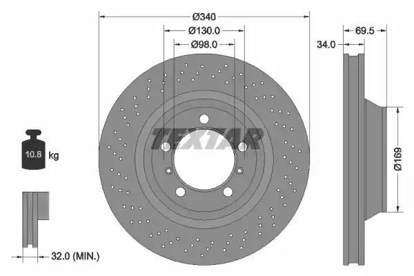 TARCZA HAM. PORSCHE P. 911 3,4-3,8 12- LE Textar 92287805