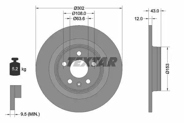 TARCZA HAM. VOLVO T. S90/V90/XC60 2,0 16- Textar 92295105