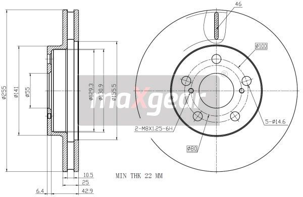 TARCZA HAMULCOWA PRZÓD TOYOTA PRIUS 09- MaXgear 19-3340