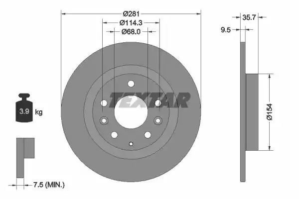 TARCZA HAM. MAZDA T. CX-3 1,5D/2,0 15- Textar 92293703