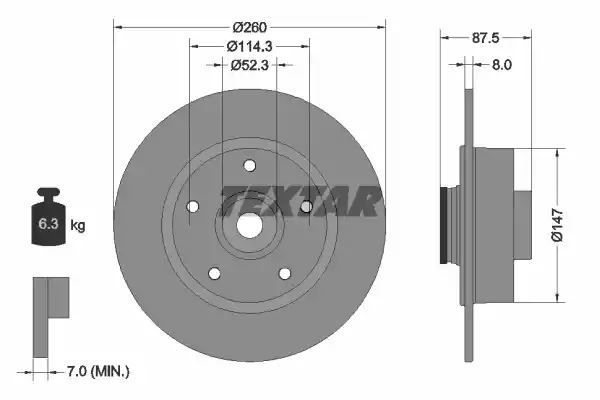 TARCZA HAM. RENAULT T. MEGANE 1,2/1,5-1,6 DCI 15- Z ŁOŻYSKIEM ABS Textar 92295203