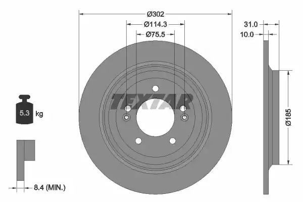 TARCZA HAM. HYUNDAI T. TUCSON 1,6-2,0 CRDI 15- Textar 92294803