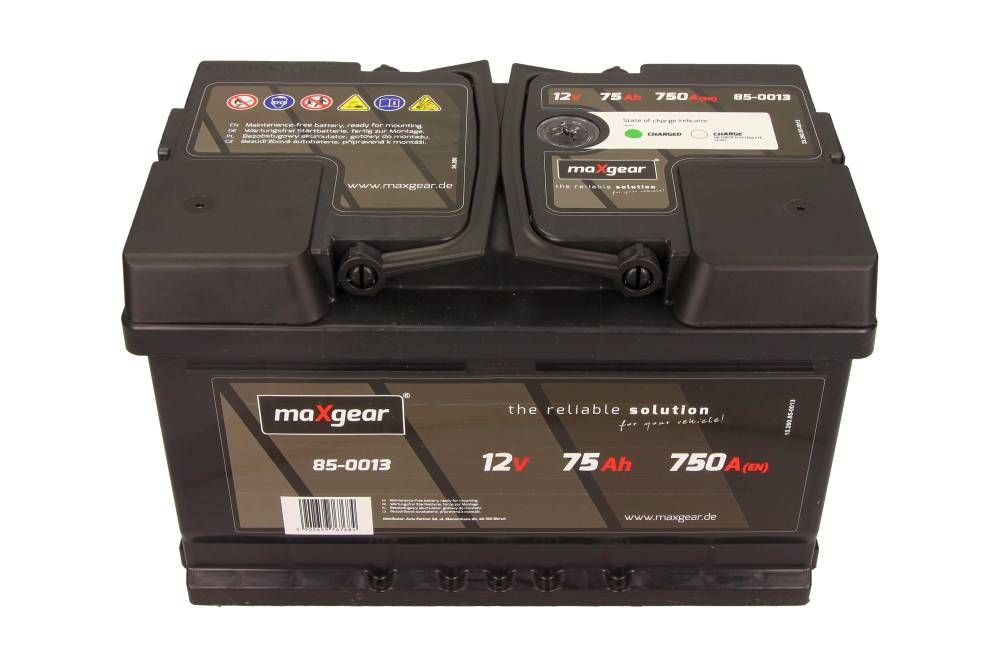 AKUMULATOR 12V 75AH 750A L- 278X175X175 Z OCZKIEM KONTROLNYM MaXgear 85-0013