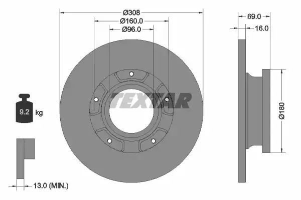 TARCZA HAM. FORD T. TRANSIT 2,0/2,2 TDCI 13- Textar 92292603