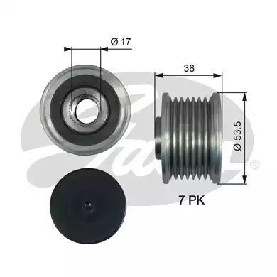 KOŁO PASOWE ALTERNATORA FIAT TALENTO 1.6 , MERCEDES-BENZ VITO 109 1.6 , MERCEDES-BENZ VITO 111 1.6 , NISSAN JUKE 1.2 , NISSAN QASHQAI 1 Gates OAP7190