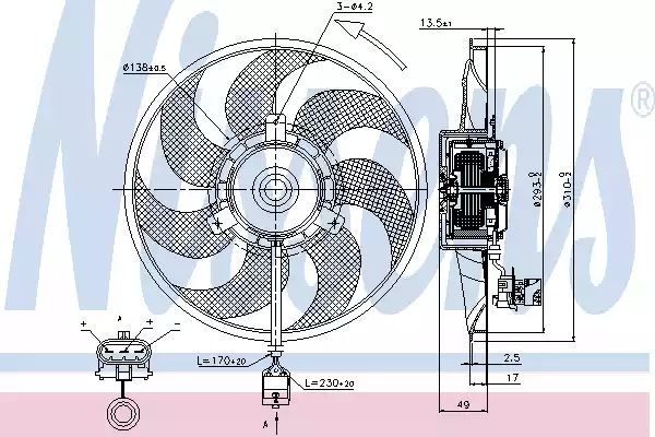 WENTYLATOR CHŁODNICY OPEL ASTRA G (98-), OPEL ZAFIRA A (99-), VAUXHALL ASTRA G (98-), VAUXHALL ZAFIRA A (99-) Nissens 85703