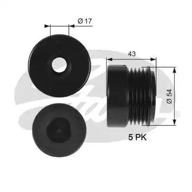 KOŁO PASOWE ALTERNATORA CHEVROLET ASTRA 2.0 , CHEVROLET CHEVY 1.4 , CHEVROLET VIVA 1.8 , CHEVROLET ZAFIRA 1.8 , OPEL ASTRA 1.4 , OPEL A Gates OAP7031