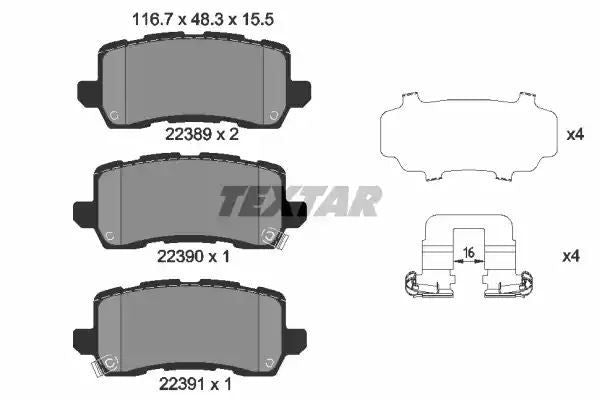 KLOCKI HAM. ACURA T. MDX/TLX 3,5 13- Textar 2238901