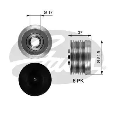 KOŁO PASOWE ALTERNATORA CITROËN BERLINGO 2.0 , CITROËN BERLINGO MULTISPACE 2.0 , CITROËN C5 2.0 , CITROËN C5 ESTATE,BREAK 2.0 , CITROËN Gates OAP7034