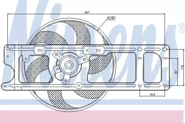 WENTYLATOR CHŁODNICY NISSAN KUBISTAR (X76, X80) (03-), RENAULT CLIO II (01-), RENAULT CLIO SYMBOL (99-), RENAULT KANGOO I (98-), RENAULT SYM Nissens 85253