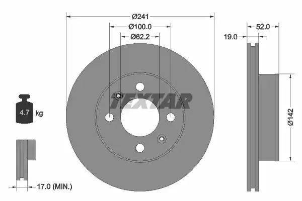 TARCZA HAM. HYUNDAI P. ACCENT 1,3-1,6 00-05 Textar 92128503