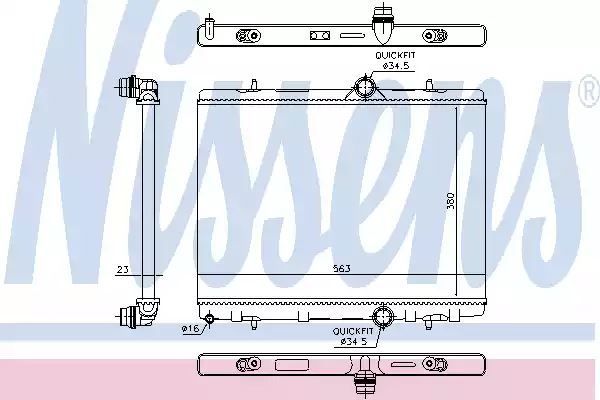 CHŁODNICA CITROEN C4 (10-), CITROEN DS4 (11-), DS DS4 (15-), PEUGEOT 3008 (09-), PEUGEOT 5008 (09-) Nissens 636043