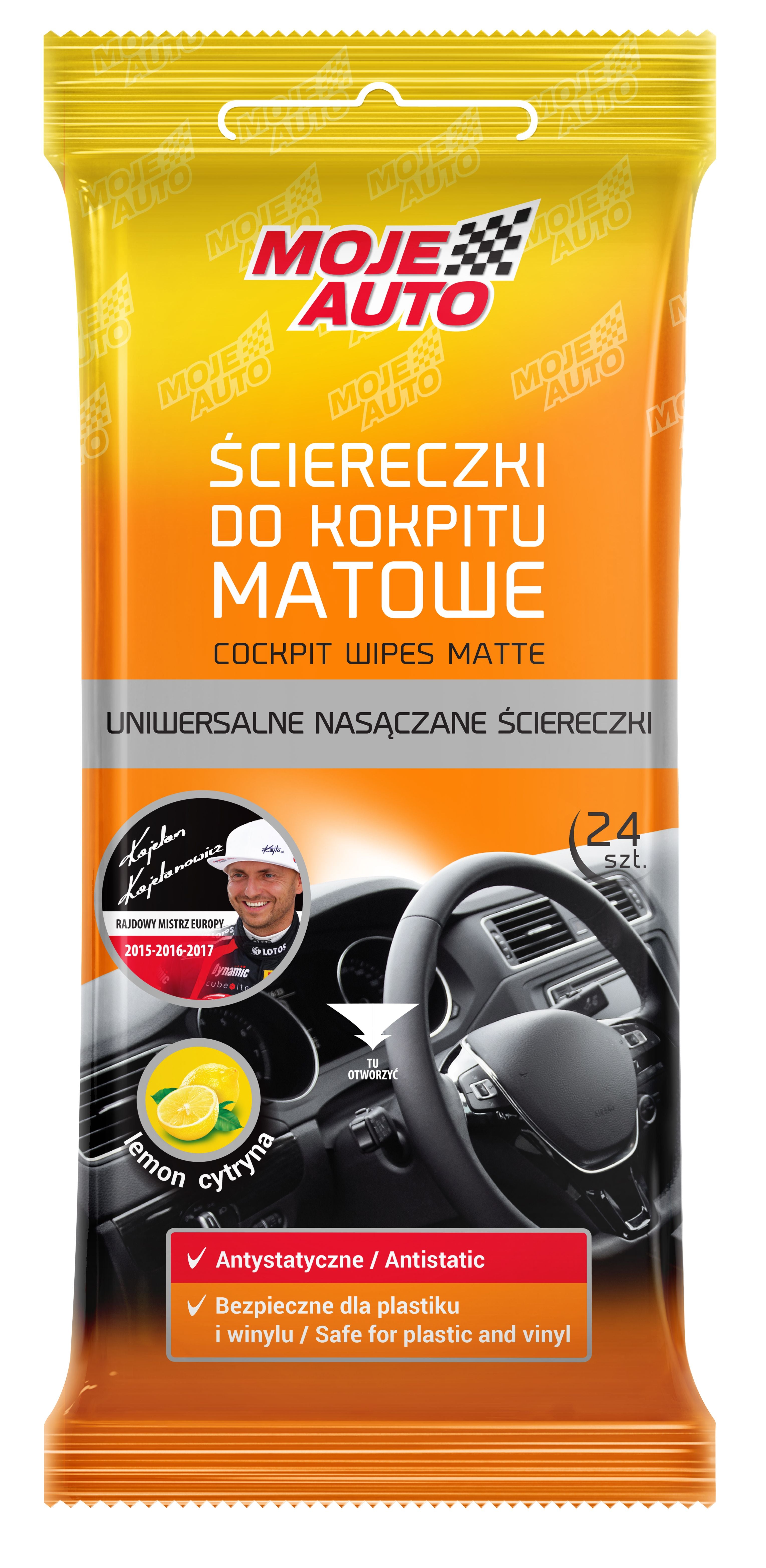 MOJE AUTO Ściereczki do Kokpitu Matowe Cytryna 24 szt.