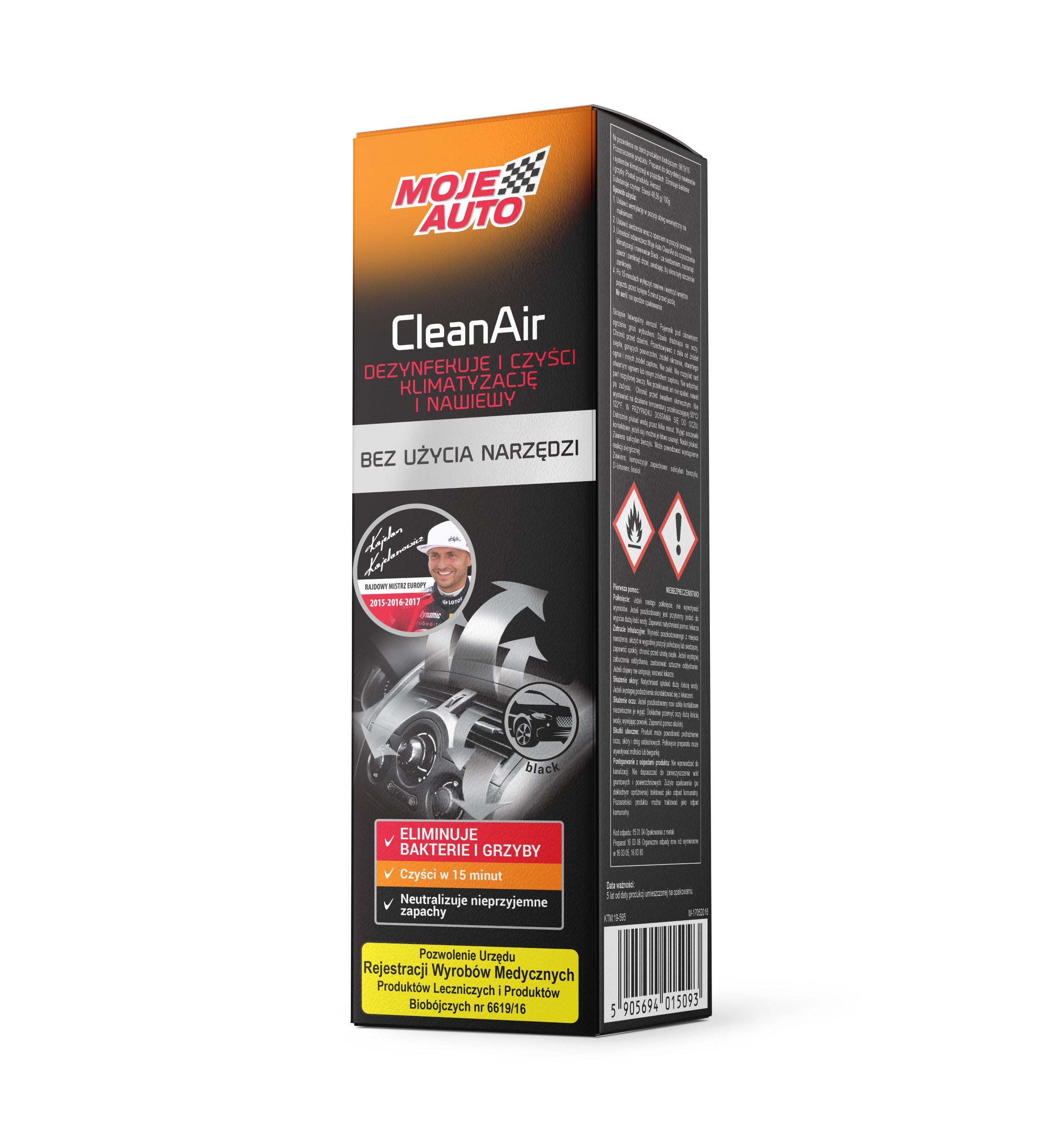 MOJE AUTO CleanAir Odświeżacz Klimatyzacji i Nawiewów Black 150ml 19-595