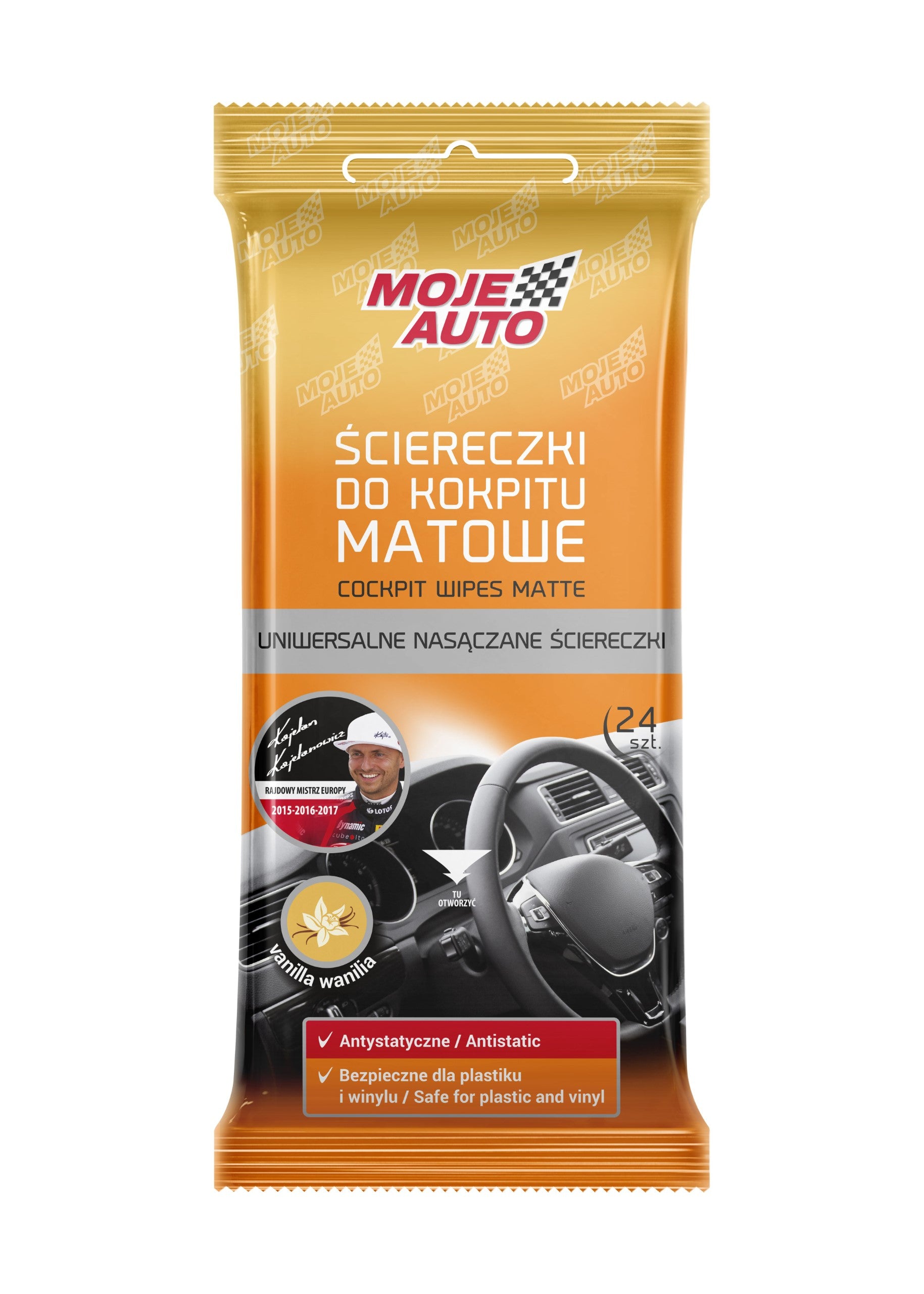 MOJE AUTO Ściereczki do Kokpitu Matowe Wanilia 24 szt. 19-609