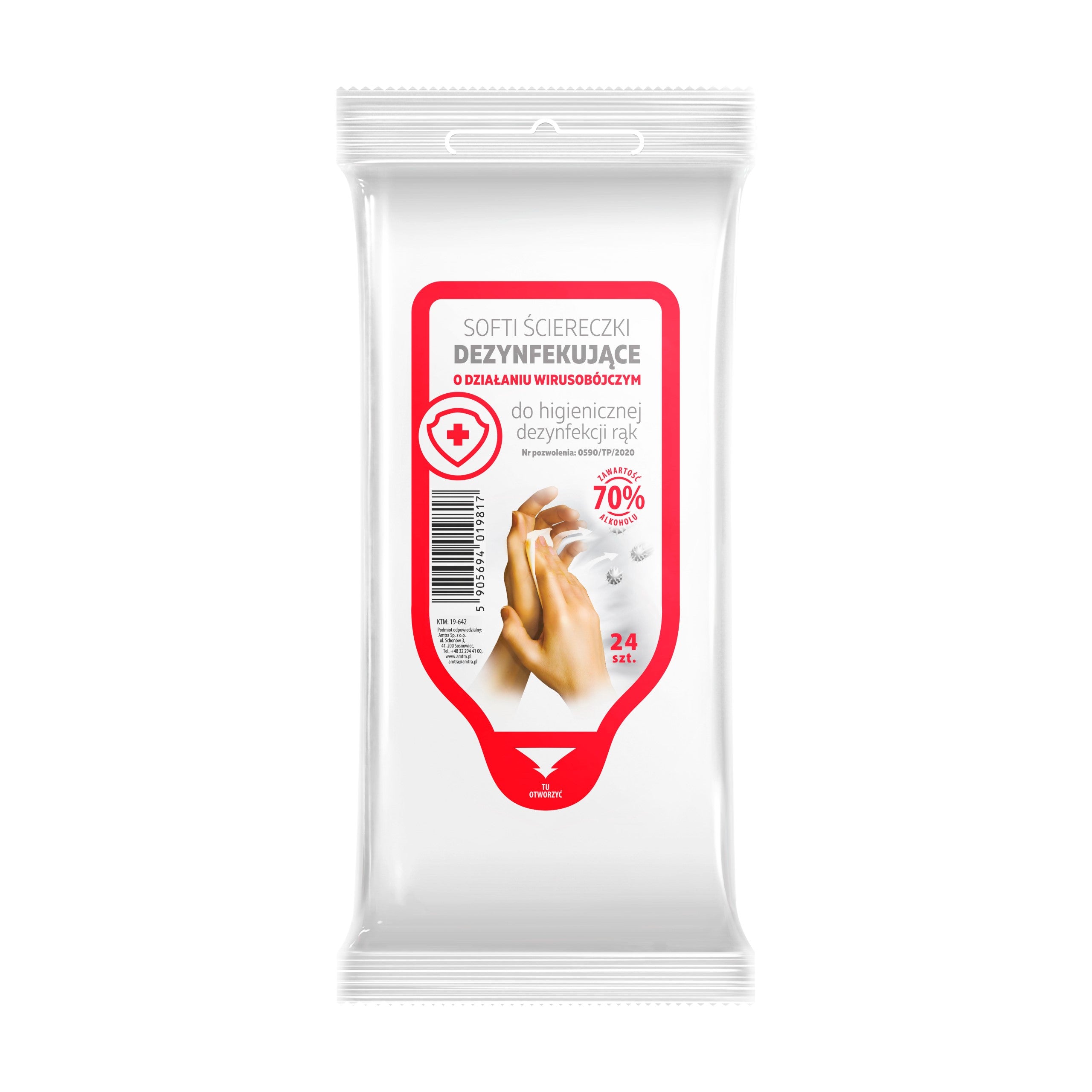 SOFTI Ściereczki dezynfekujące do rąk 24 szt. 19-642