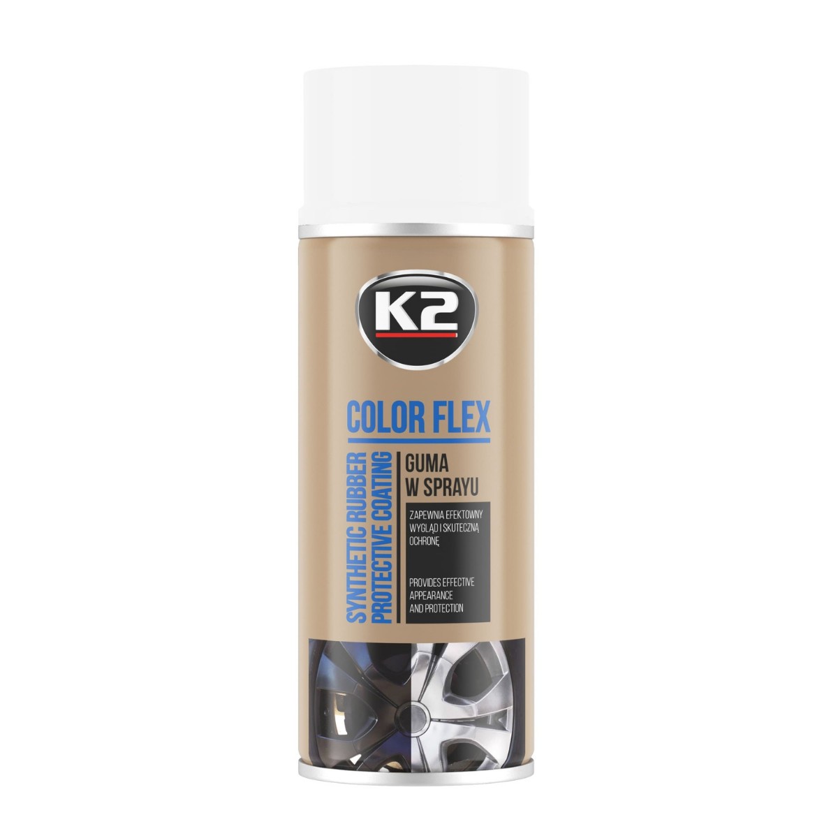 K2-COLOR-FLEX-GUMA-BIAŁY-400ML-DO-FELG-L343BI
