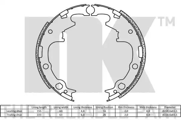 Szczęki hamulcowe JEEP WRANGLER 88- NK Autoparts 2793630