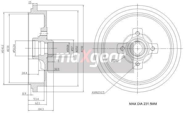 BĘBEN HAMULCOWY TYŁ VW PASSAT 88-93 MaXgear 19-0835