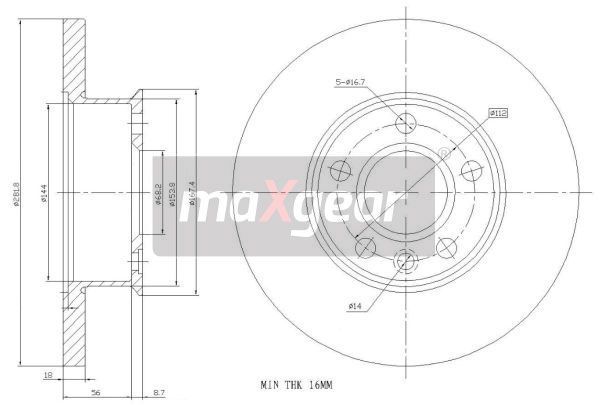 TARCZA HAMULCOWA PRZÓD T4 1,9D 2,0 92-96 282X18 KO MaXgear 19-0784