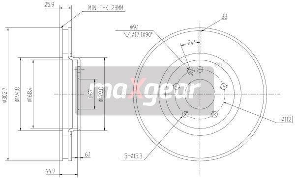 TARCZA HAMULCOWA PRZÓD MERCEDES W163 98- MaXgear 19-0947