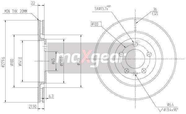 TARCZA HAMULCOWA PRZÓD VW GOLF GTI MaXgear 19-0976