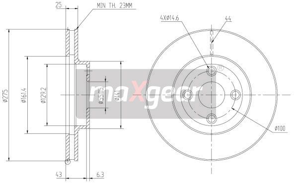 TARCZA HAMULCOWA PRZÓD TOYOTA COROLLA 02- MaXgear 19-0966