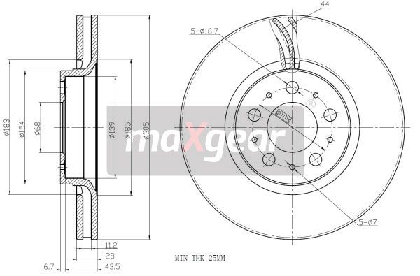 TARCZA HAMULCOWA PRZÓD VOLVO S60 S80 V70 MaXgear 19-1006